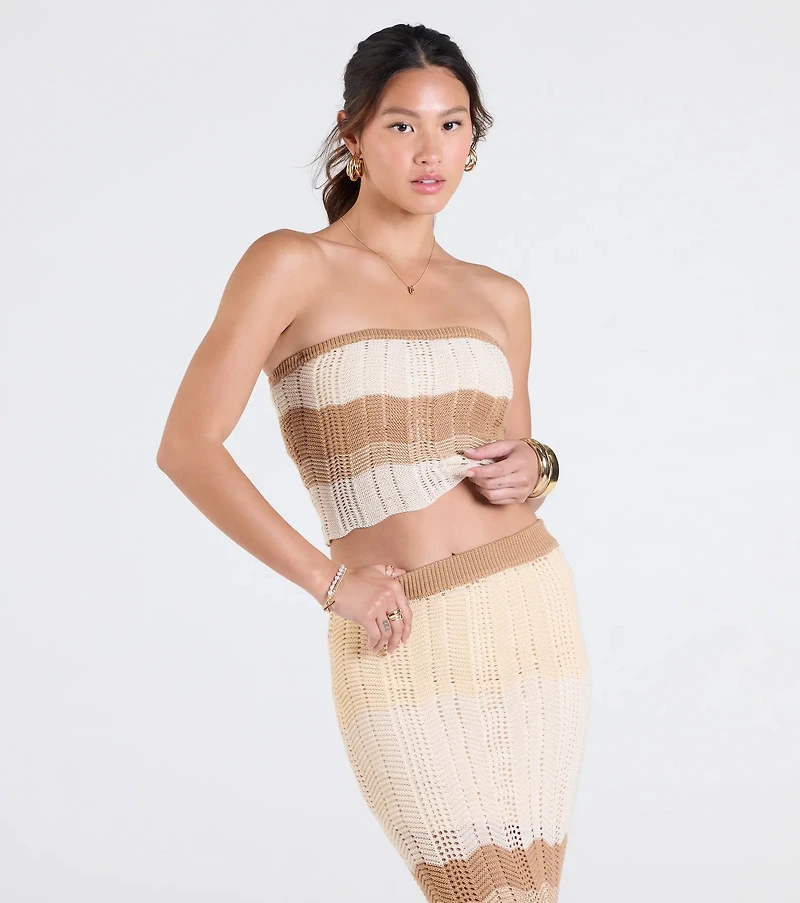 Trendy Match Chevron Knit Tube Top