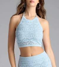 Blissful View Halter Crochet Crop Top
