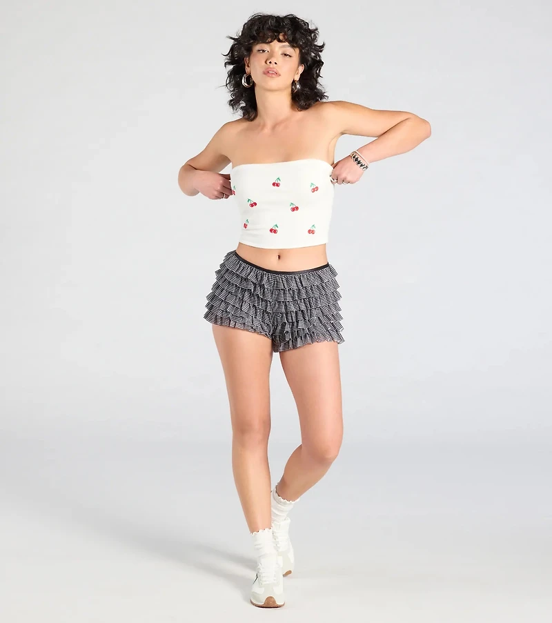 Cute Pickings Cherry Embroidered Tube Top