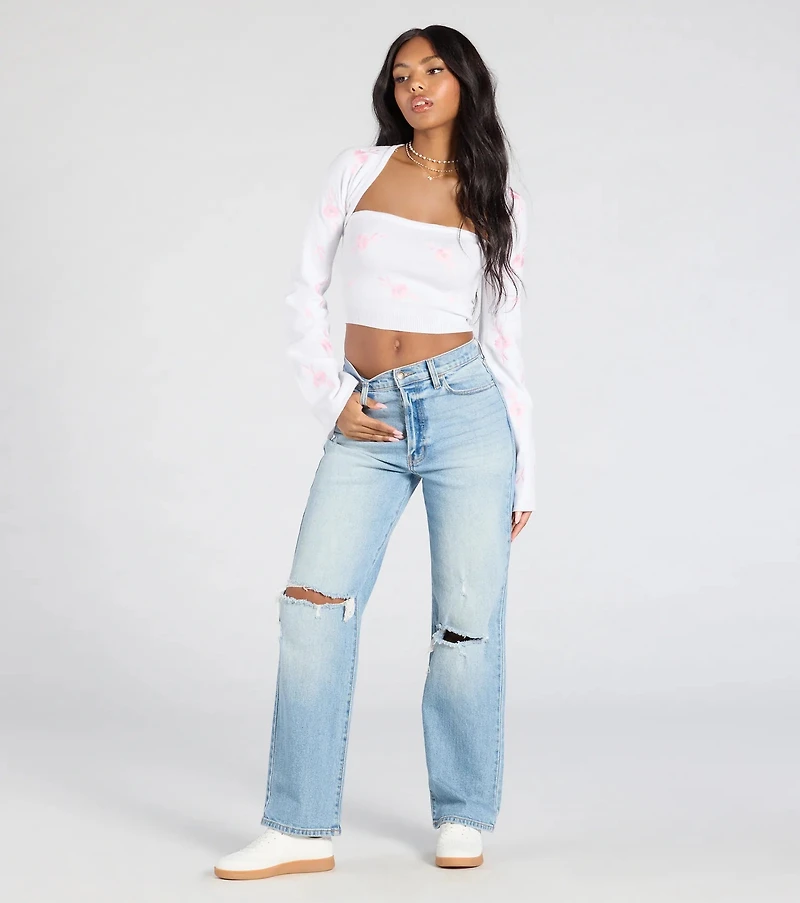 Easy Charm Long Sleeve Floral Bolero