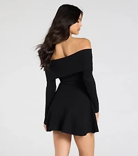 Chic Staple Ribbed Knit Skater Dress