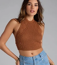 The Open Cable Knit Halter Top