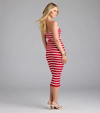 Exceptional Cutie Striped Cutout Midi Dress