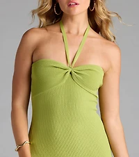 Carefree Energy Halter Bodycon Mini Dress