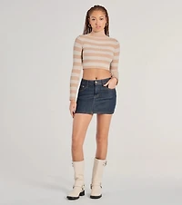 Preppy Fave Striped Knit Turtleneck Top