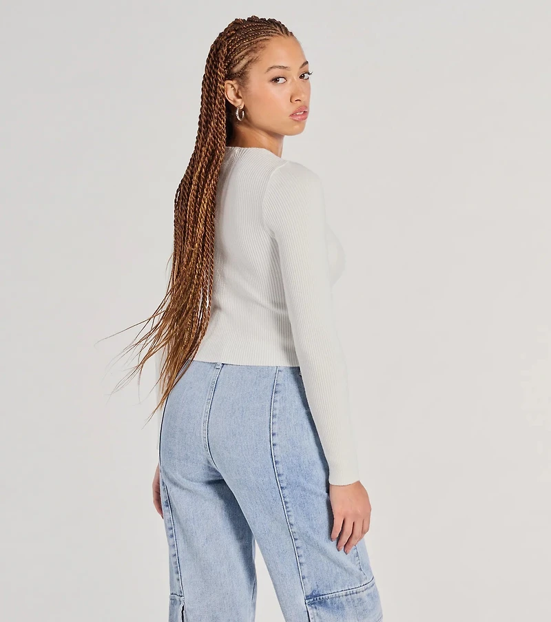Made The Cutout Long Sleeve Sweater Crop Top