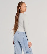 Made The Cutout Long Sleeve Sweater Crop Top