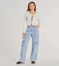 Made The Cutout Long Sleeve Sweater Crop Top