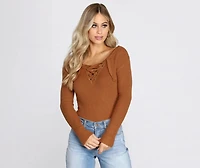 Lace Up Cross Back Sweater