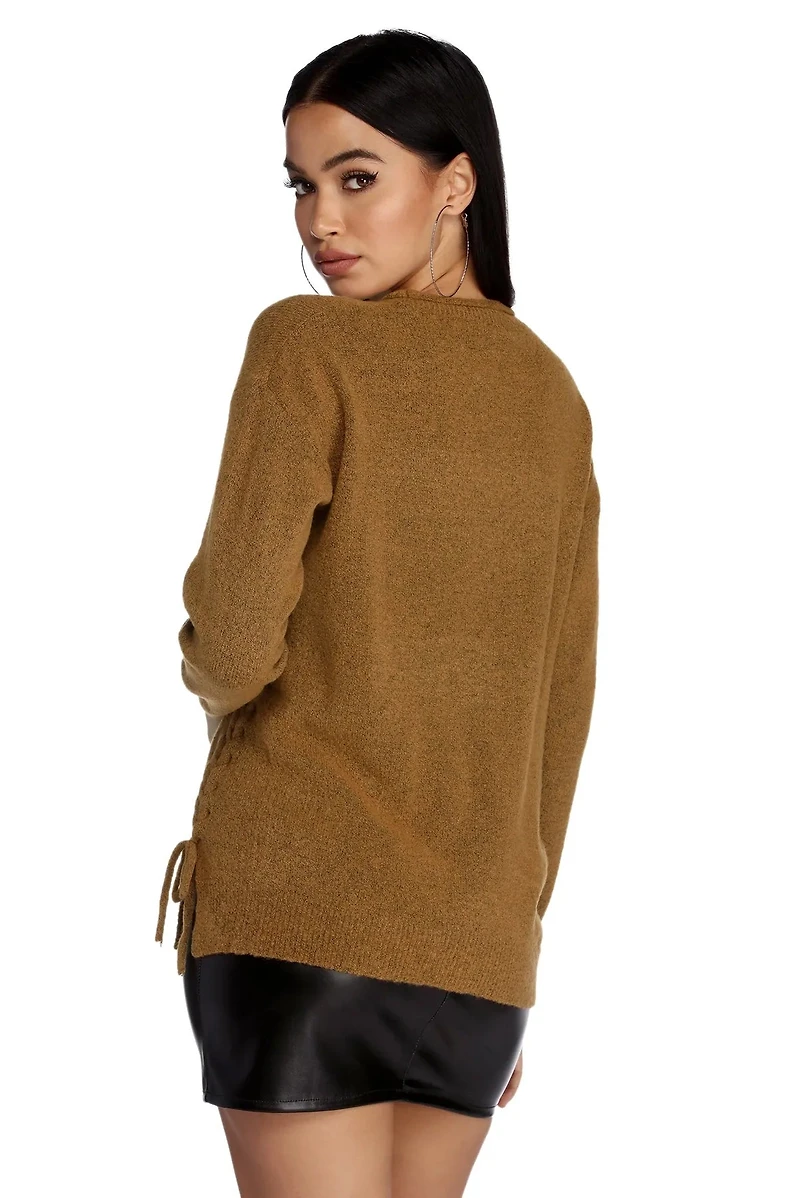 Side To Lattice Sweater