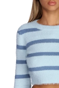Stripe Away Cropped Pullover Sweater