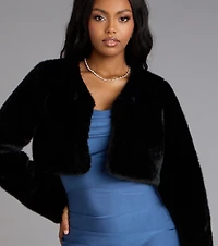 Pure Luxe Faux Fur Crop Jacket