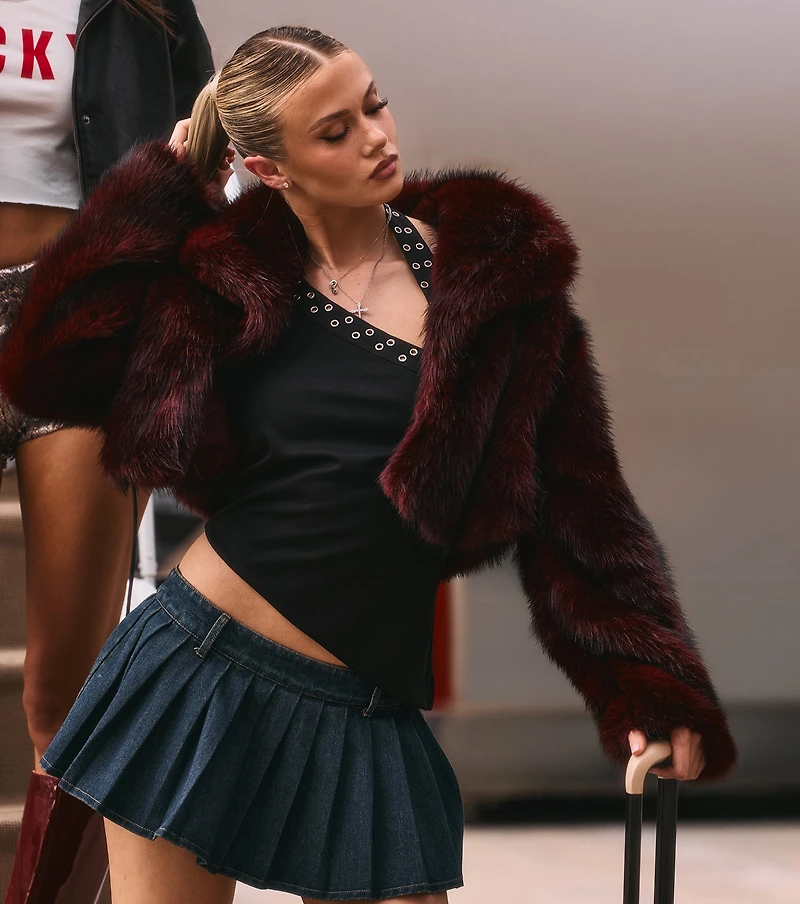 Drama Hour Faux Fur Cropped Jacket