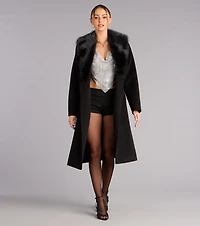 City Noir Removable Faux Fur Trench Coat