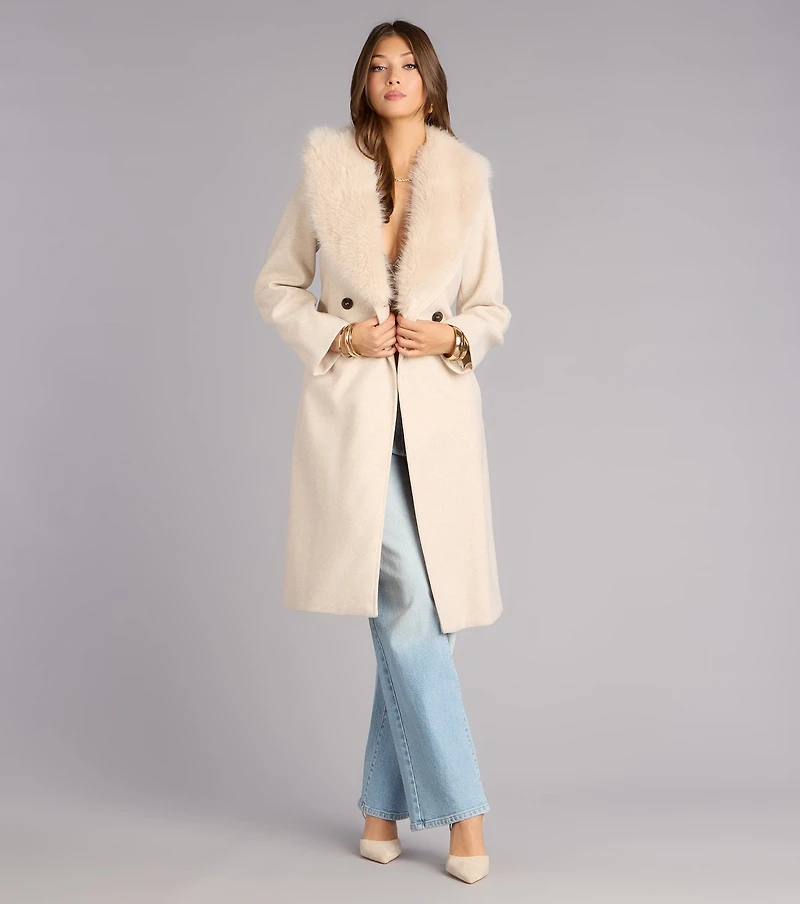 City Noir Removable Faux Fur Trench Coat
