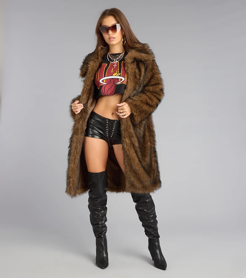 High Standards Long Faux Fur Coat
