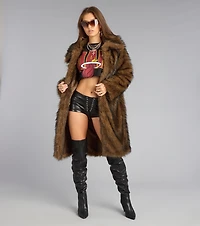 High Standards Long Faux Fur Coat