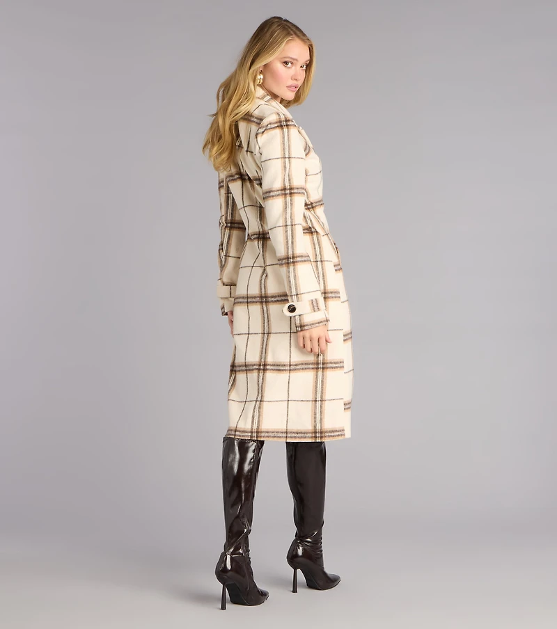Check Please Plaid Trench Coat
