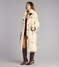 Downtown Rodeo Faux Fur Cow Print Coat