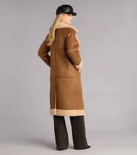Cozy The City Faux Sherpa Shearling Trench Coat