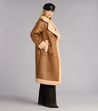Cozy The City Faux Sherpa Shearling Trench Coat