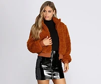 Faux Fur Zip Front Jacket
