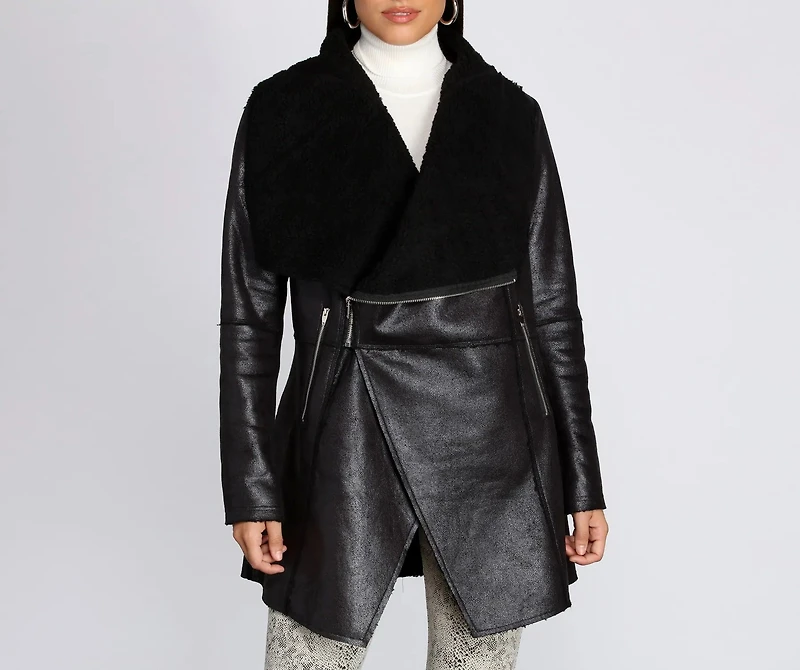 She Means Business Faux Leather Coat