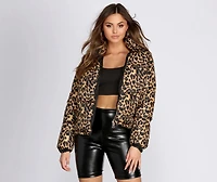 Leopard Print Puffer Jacket