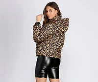 Leopard Print Puffer Jacket