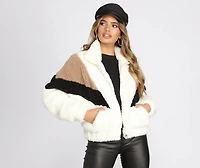 Ready To Go Chevron Faux Fur Jacket