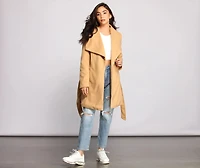 So Fab Fleece Belted Trench Coat