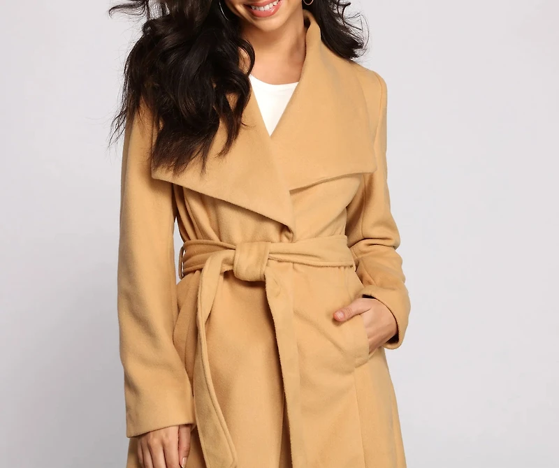 So Fab Fleece Belted Trench Coat