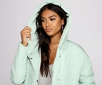 Lightweight Nylon Hooded Puffer Jacket