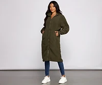 Chic and Cozy Oversized Teddy Trench Coat
