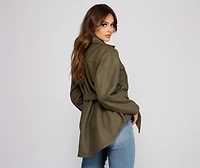 Cozy Button-Up Belted Shacket