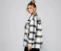 Falling For Cozy Vibes Plaid Sherpa Jacket