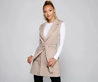 City Girl Faux Wool Trench Vest
