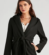 Belted Sophistication Faux Wool Coat