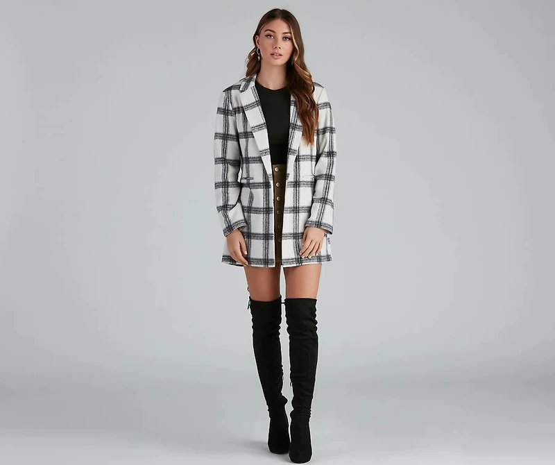 Pretty And Posh Plaid Coat