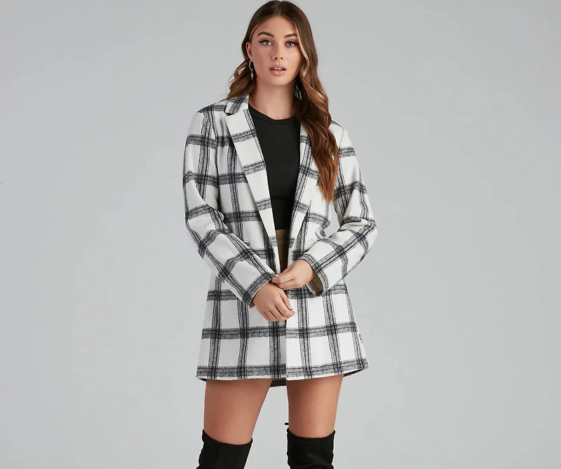 Pretty And Posh Plaid Coat