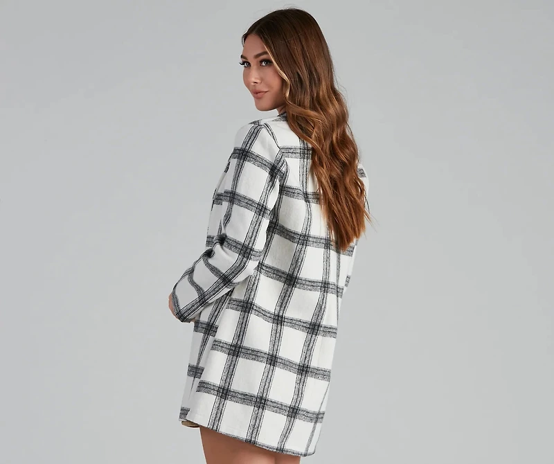 Pretty And Posh Plaid Coat