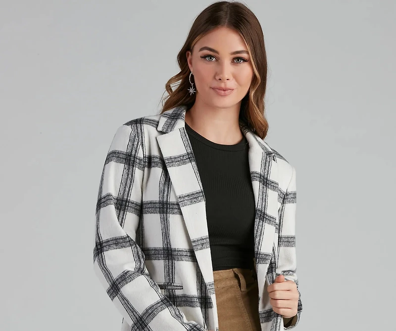 Pretty And Posh Plaid Coat