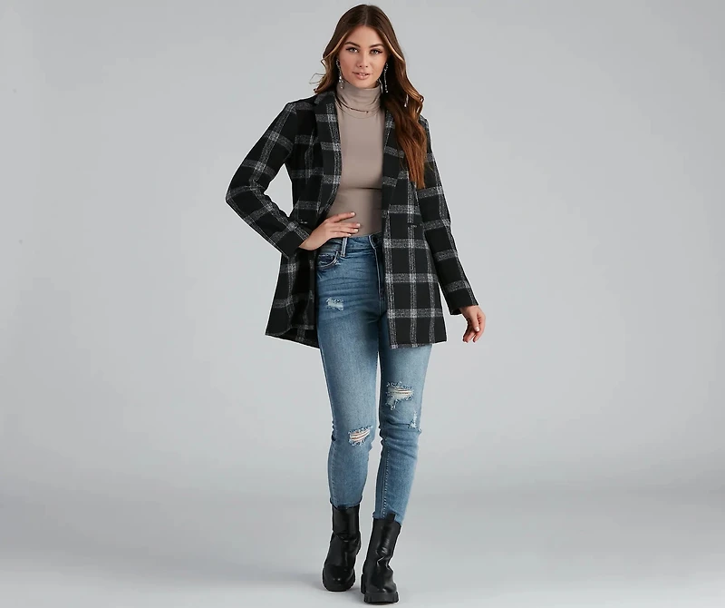 Pretty And Posh Plaid Coat