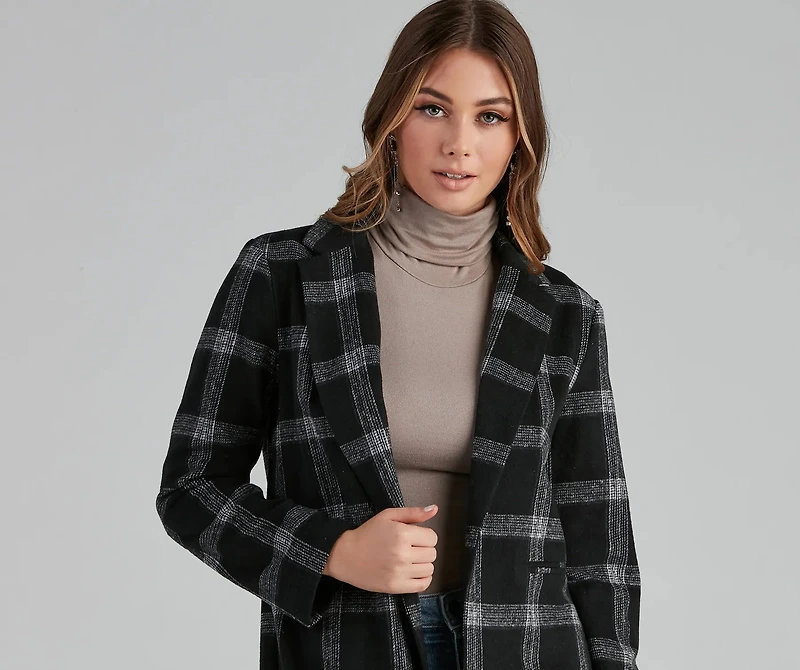 Pretty And Posh Plaid Coat