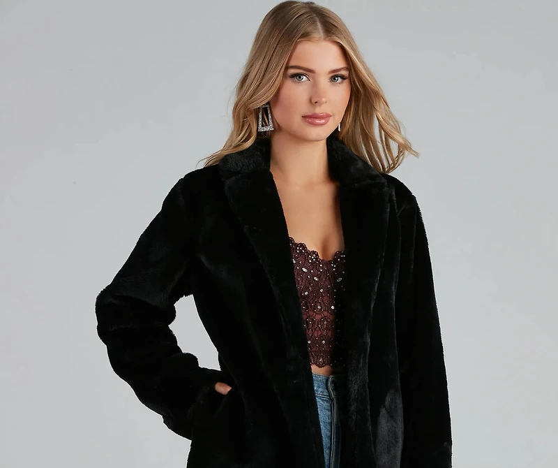 Layered Luxe Faux Fur Coat