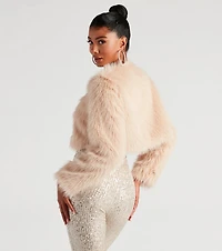 Style Diva Faux Fur Crop Jacket