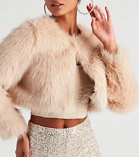 Style Diva Faux Fur Crop Jacket