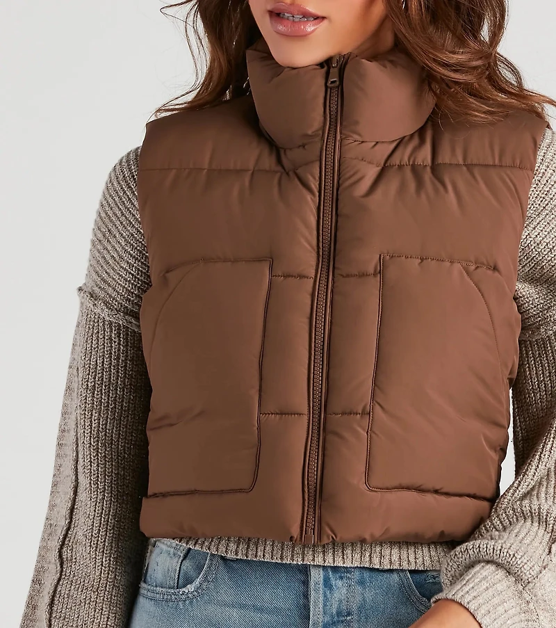 Small Town Girl Puffer Crop Vest