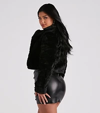 A Fabulous Vibe Faux Fur Crop Jacket