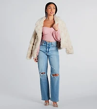 Top Trendsetter Textured Faux Fur Coat